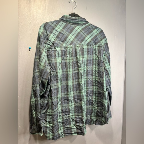 Time And Tru Plaid Forest Green And Navy Plaid Shirt - Picture 5 of 7